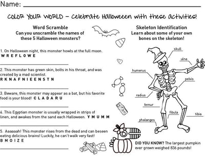 Halloween Activity Sheet