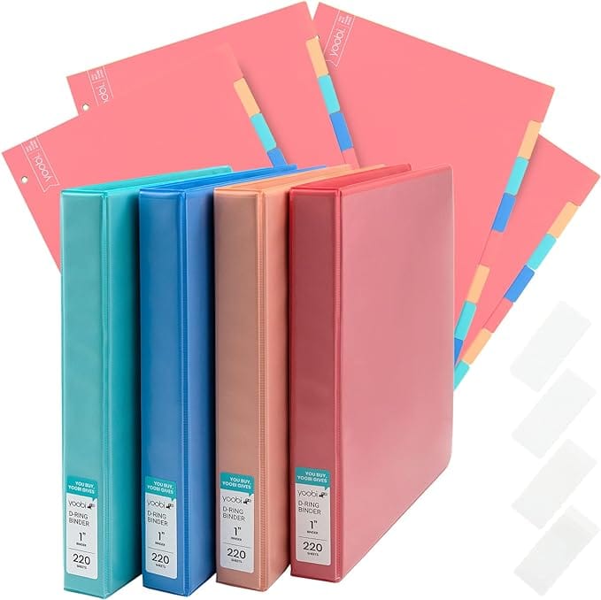 Yoobi 1 Inch Binder & 8-Tab Divider Set Yoobi 1 Inch Binder & 8-Tab Divider Set