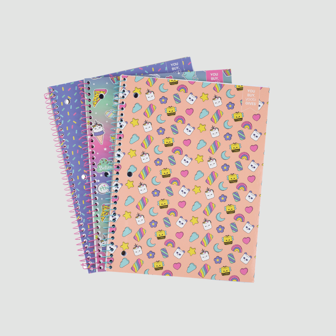set of 3 spiral notebooks - sprinkles, sweets and marshmallows