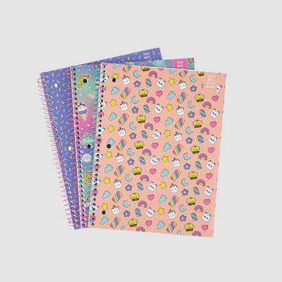 set of 3 spiral notebooks - sprinkles, sweets and marshmallows