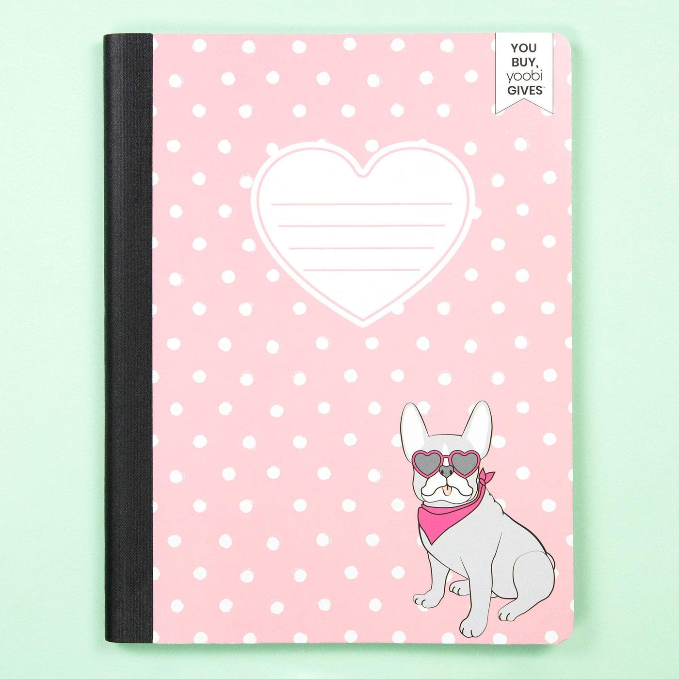front cover of frenchie polka dot composition book