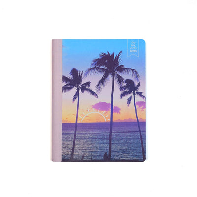 palm tree ocean sunset composition book