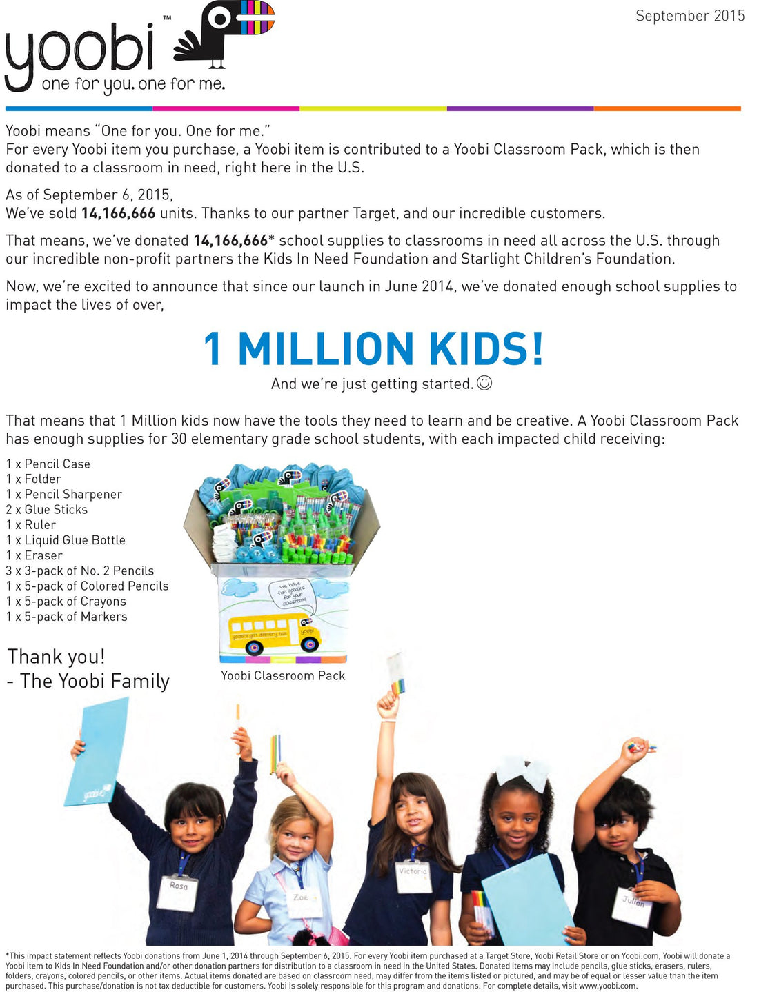 Yoobi Impacts The Lives of 1 Million Kids