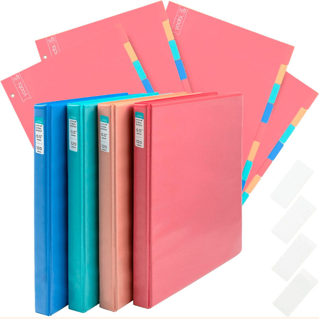 Yoobi 1/2 Inch Binder & 8-Tab Divider Set