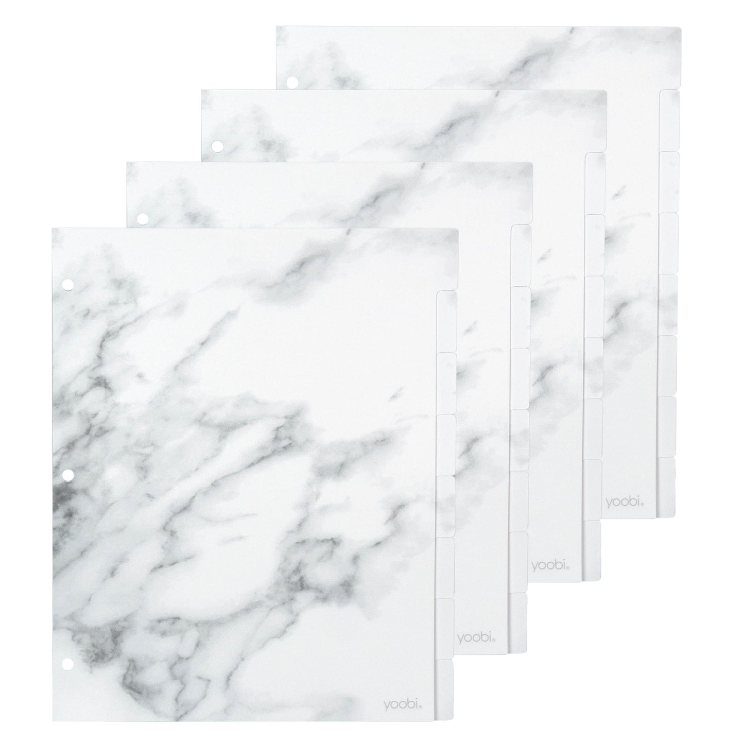 Yoobi Binder Tab Dividers - 4 pk Marble Design, Gray Color