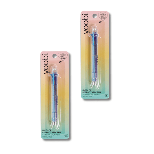 8 Color Retractable Ballpoint Pen, 2 Pack