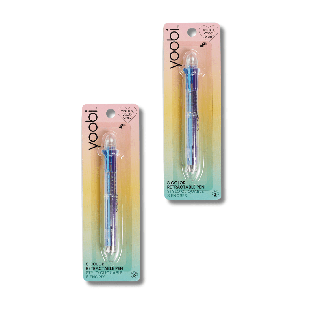 8 Color Retractable Ballpoint Pen, 2 Pack