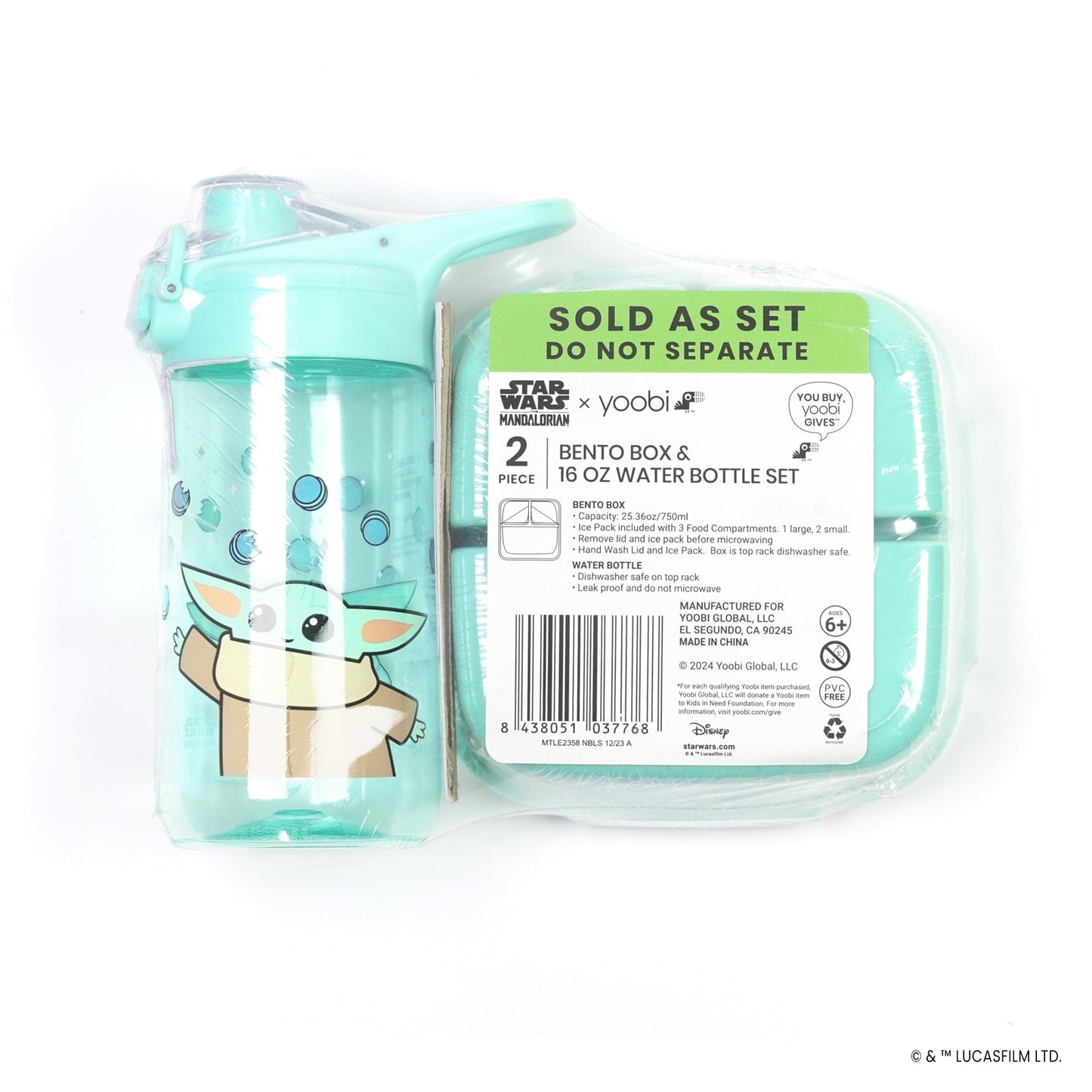 Yoobi – Grogu Mealtime Set Water Bottle and Bento Box with Ice Pack