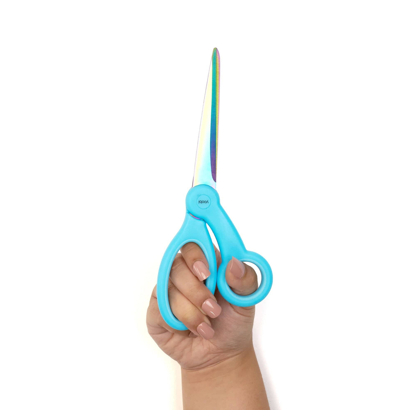 Yoobi Adult Scissors Blue Oil Slick Design on Blade | Comfortable Light  Blue Handle | 8 Stainless Steel Blade | School, Office & Crafting
