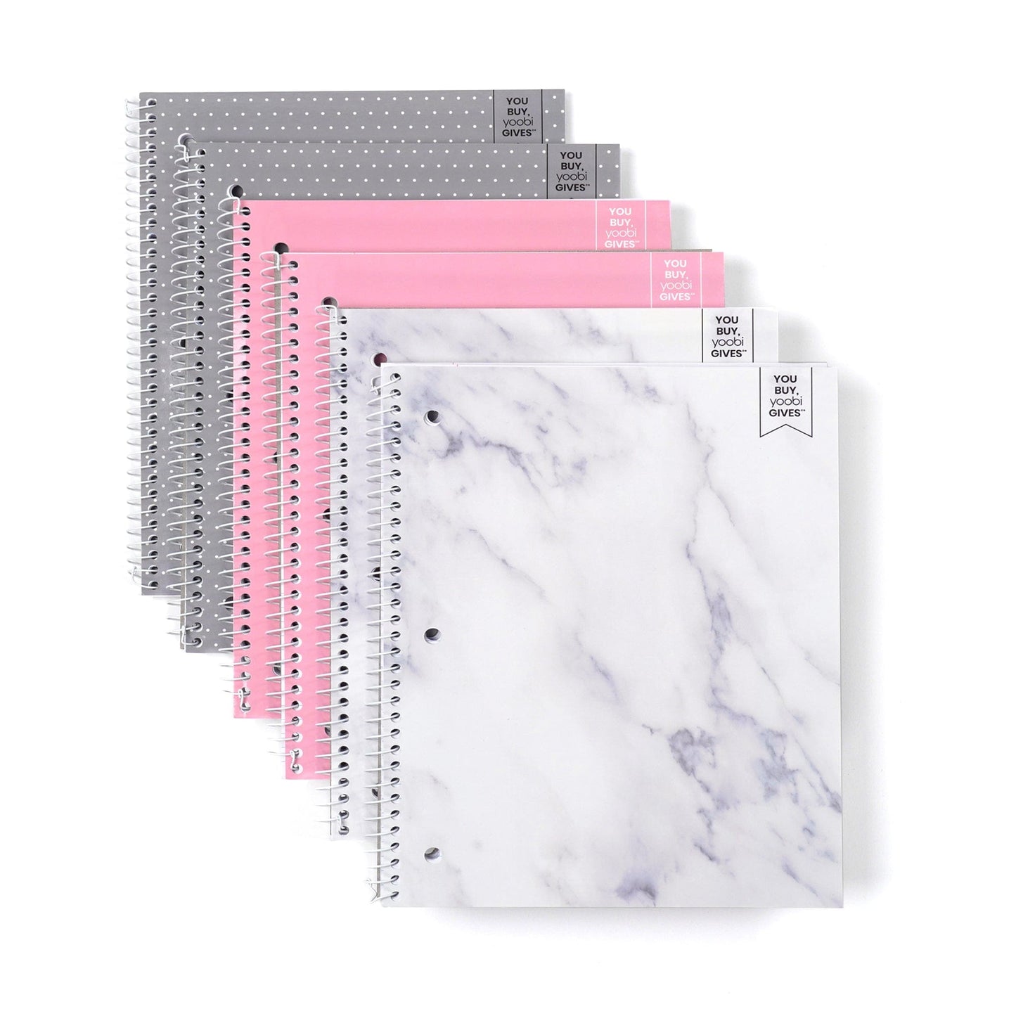 Yoobi Blush Marble Multi 6pk Notebooks