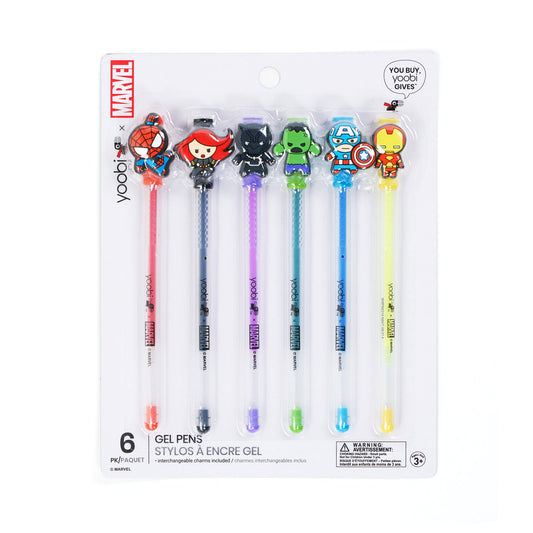 Yoobi x Marvel Avengers Gel Pens with Charms, 6 Pack