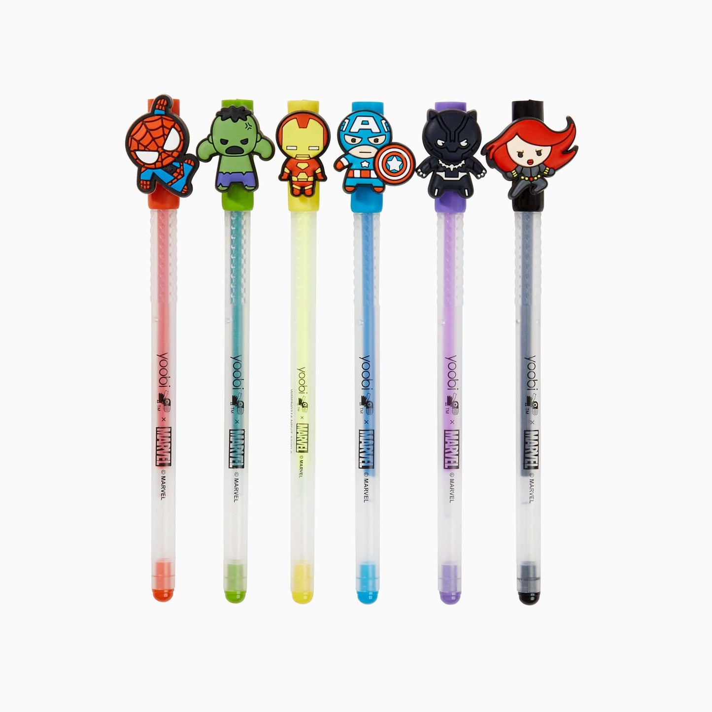 Yoobi x Marvel Avengers Gel Pens with Charms, 6 Pack