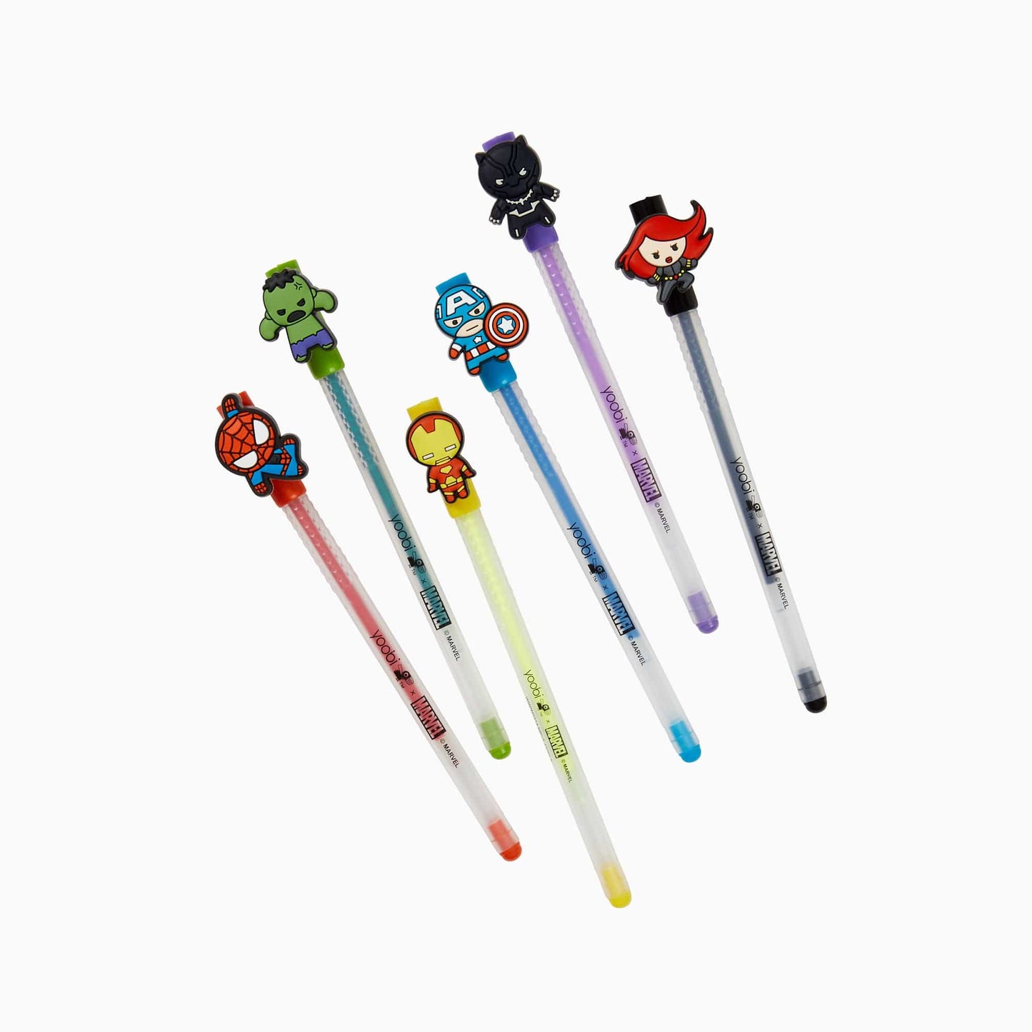 Yoobi x Marvel Avengers Gel Pens with Charms, 6 Pack