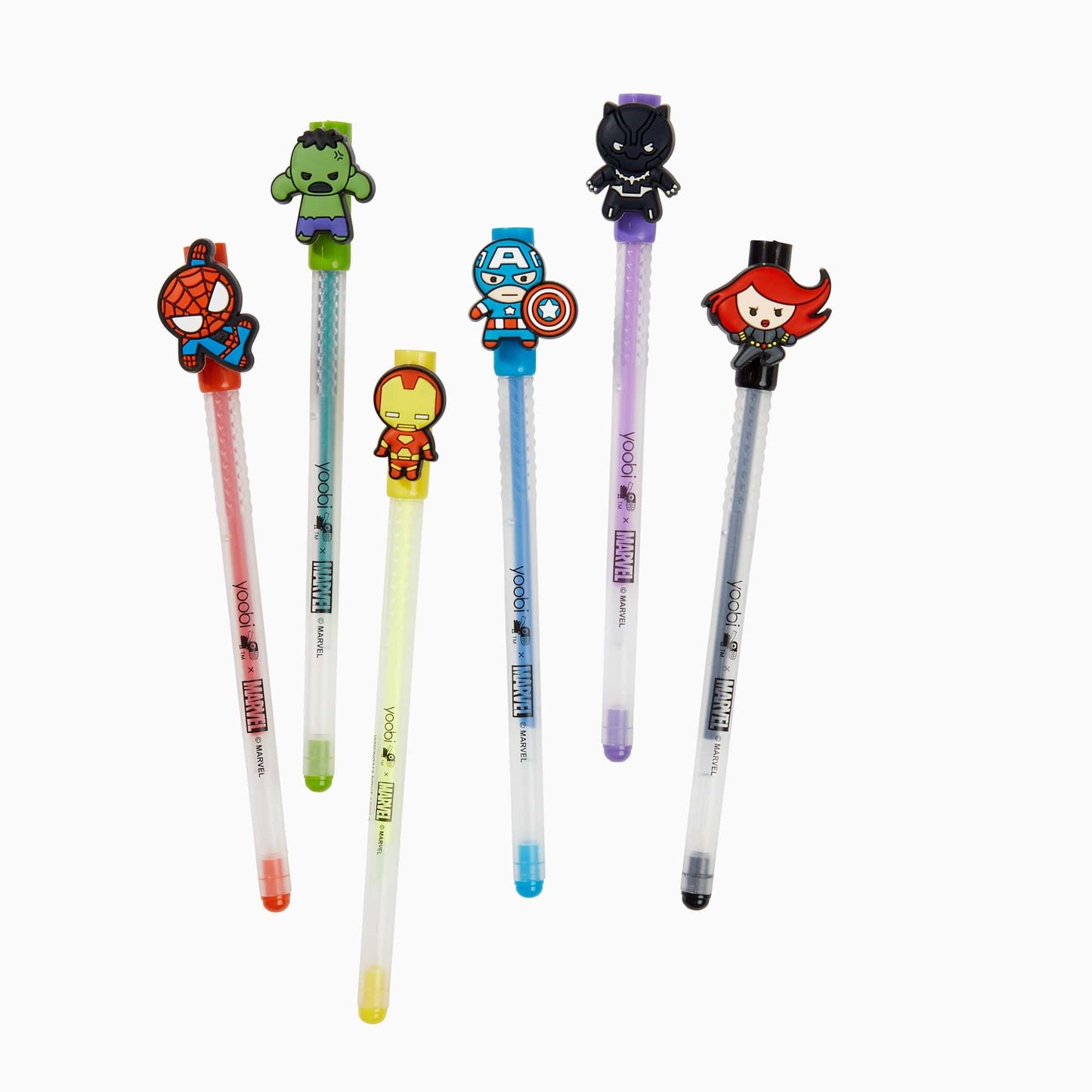 Yoobi x Marvel Avengers Gel Pens with Charms, 6 Pack