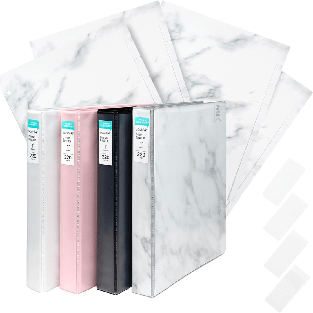 Yoobi 1 Inch Marble Binder & 8-Tab Marble Binder Divider Set