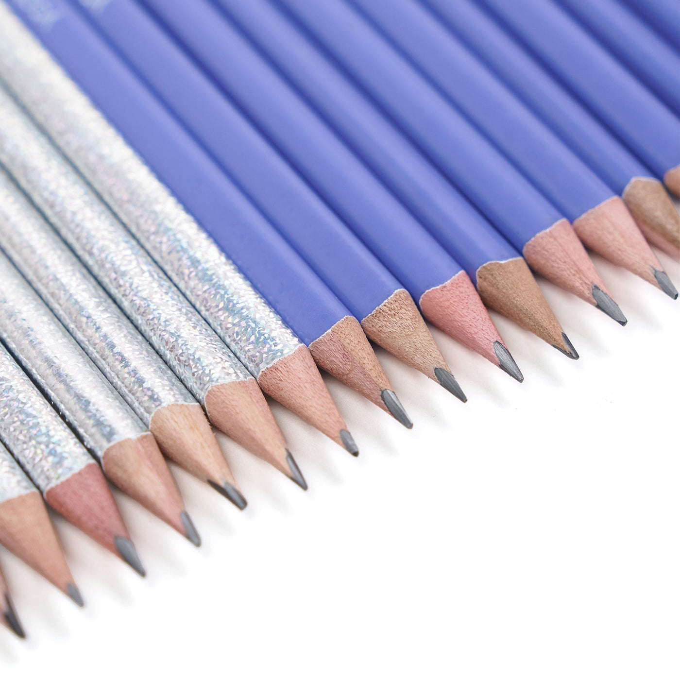 Close up of pre-sharpened pencil tips
