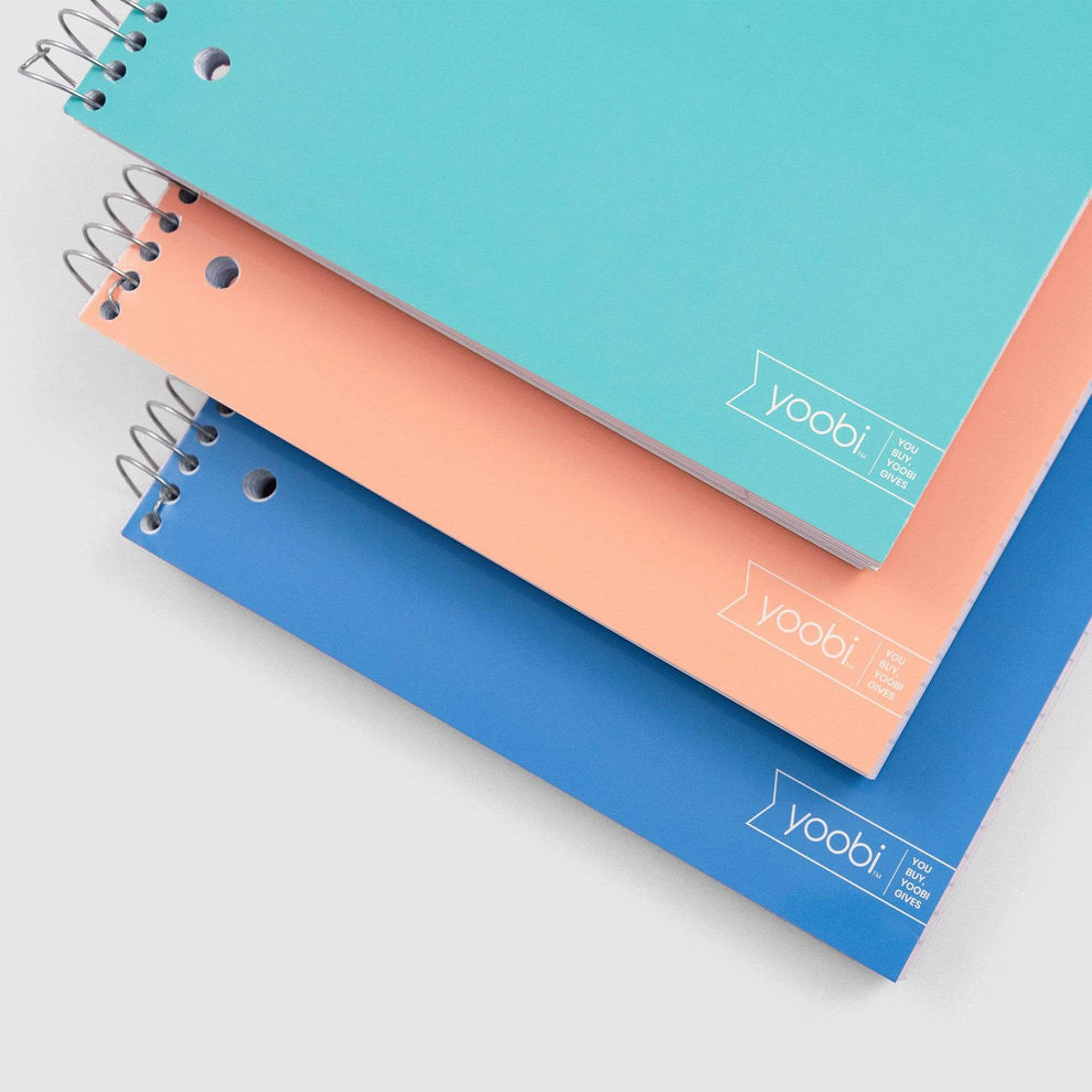 3 Pk Spiral Notebook, College Ruled - Multicolor - Yoobi