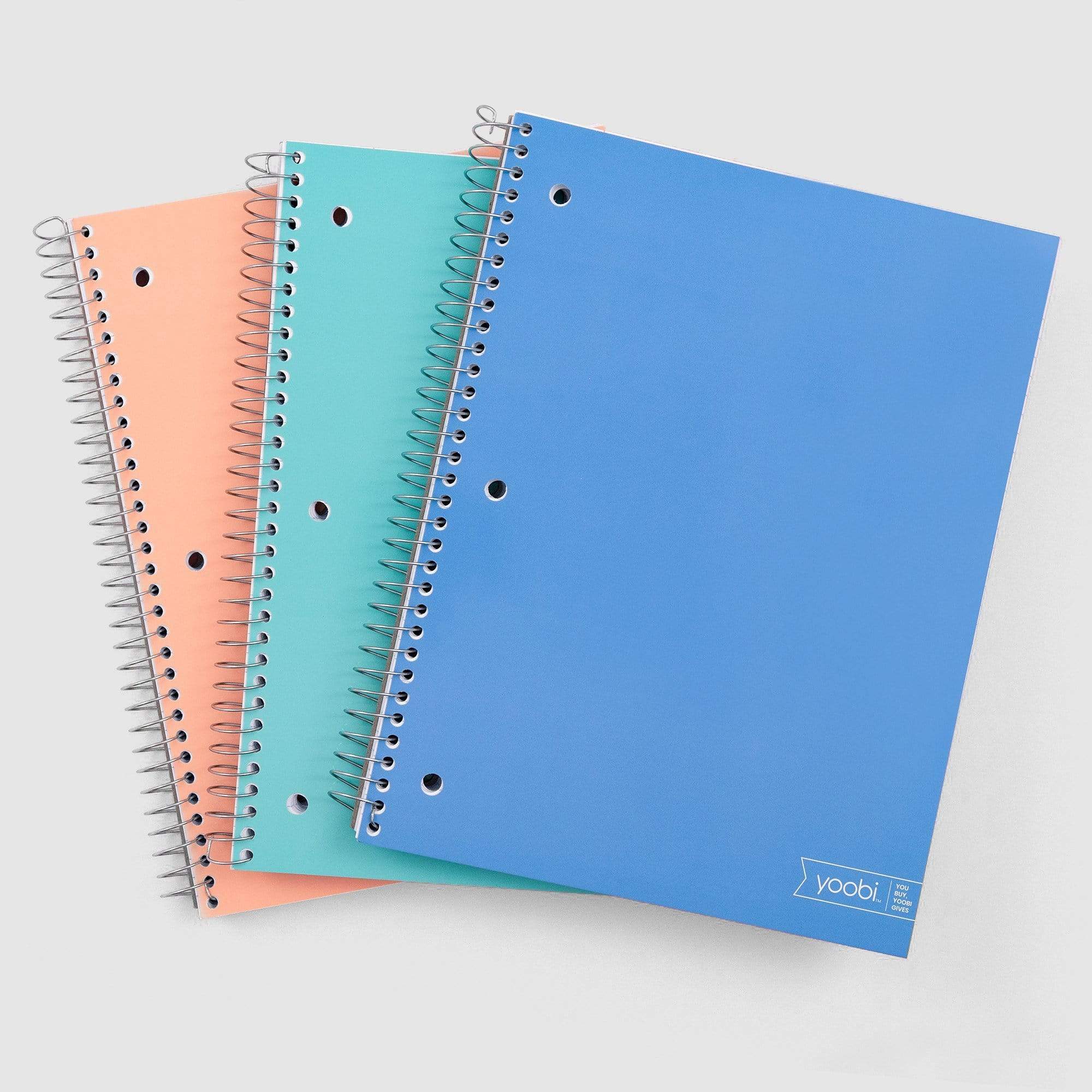 3 Pk Spiral Notebook, College Ruled - Multicolor - Yoobi