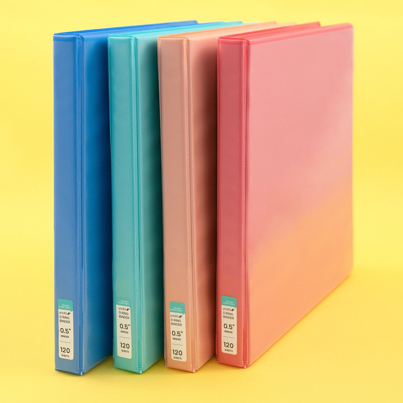 set of four half-inch, 3-ring binders - blue, mint, blush and coral