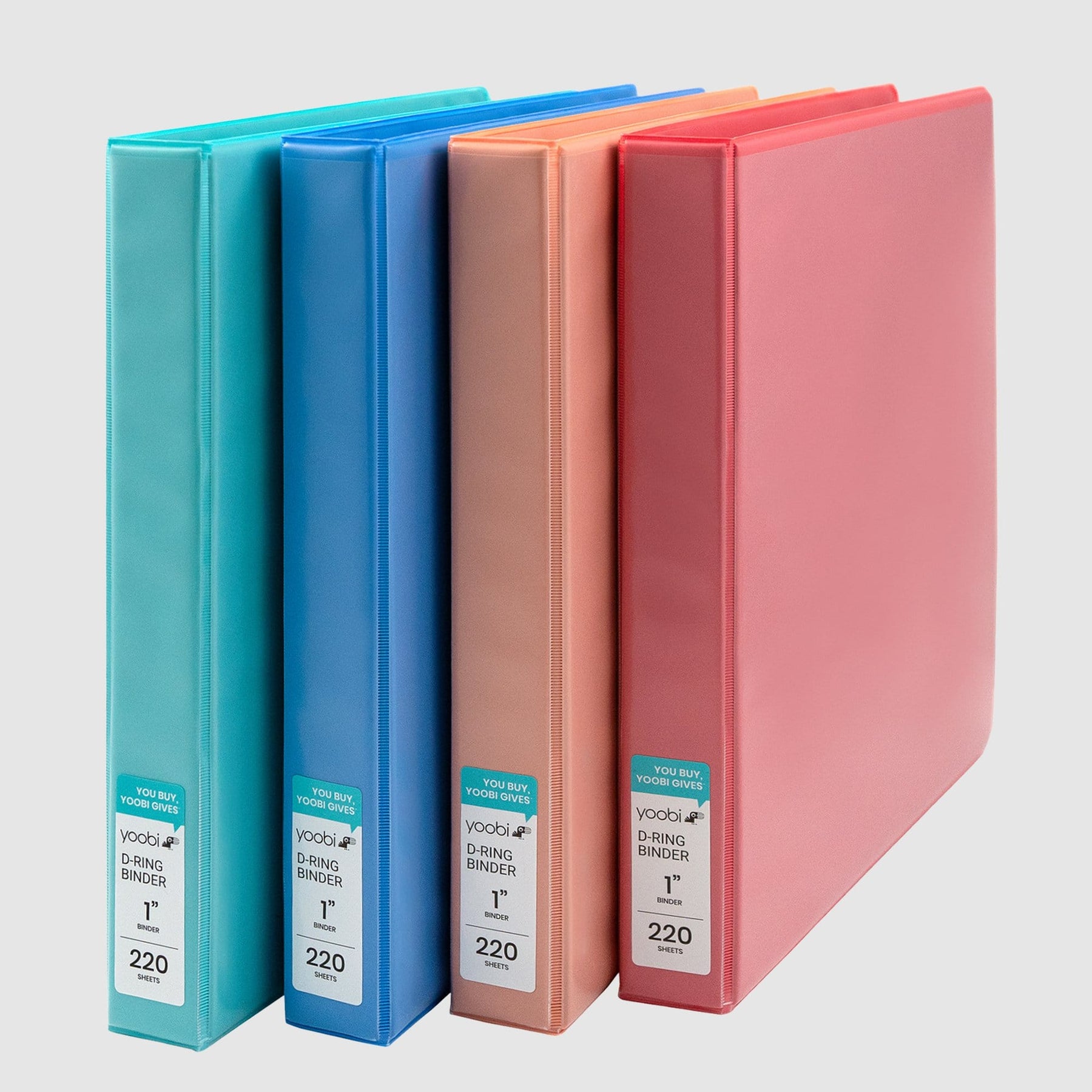 4 Pk 1 Inch Binder - Multicolor - Yoobi