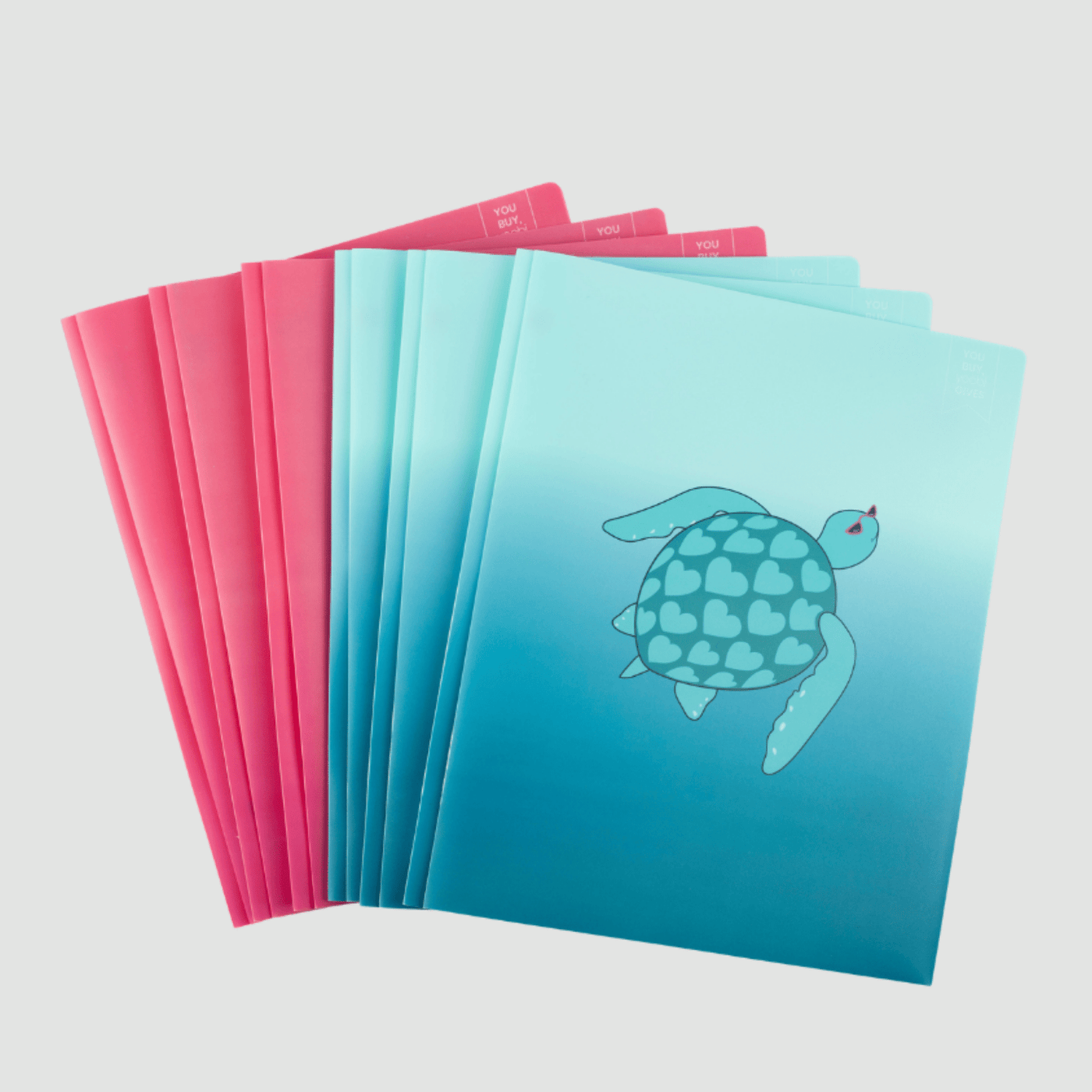 Daisy Heart & Turtle Poly Folder Set, 6-Pack
