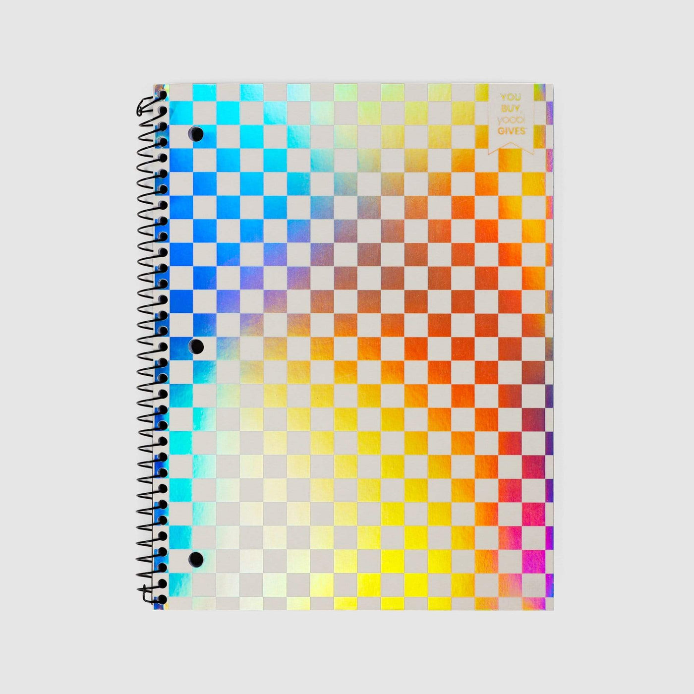 one subject spiral notebook with holographic check print