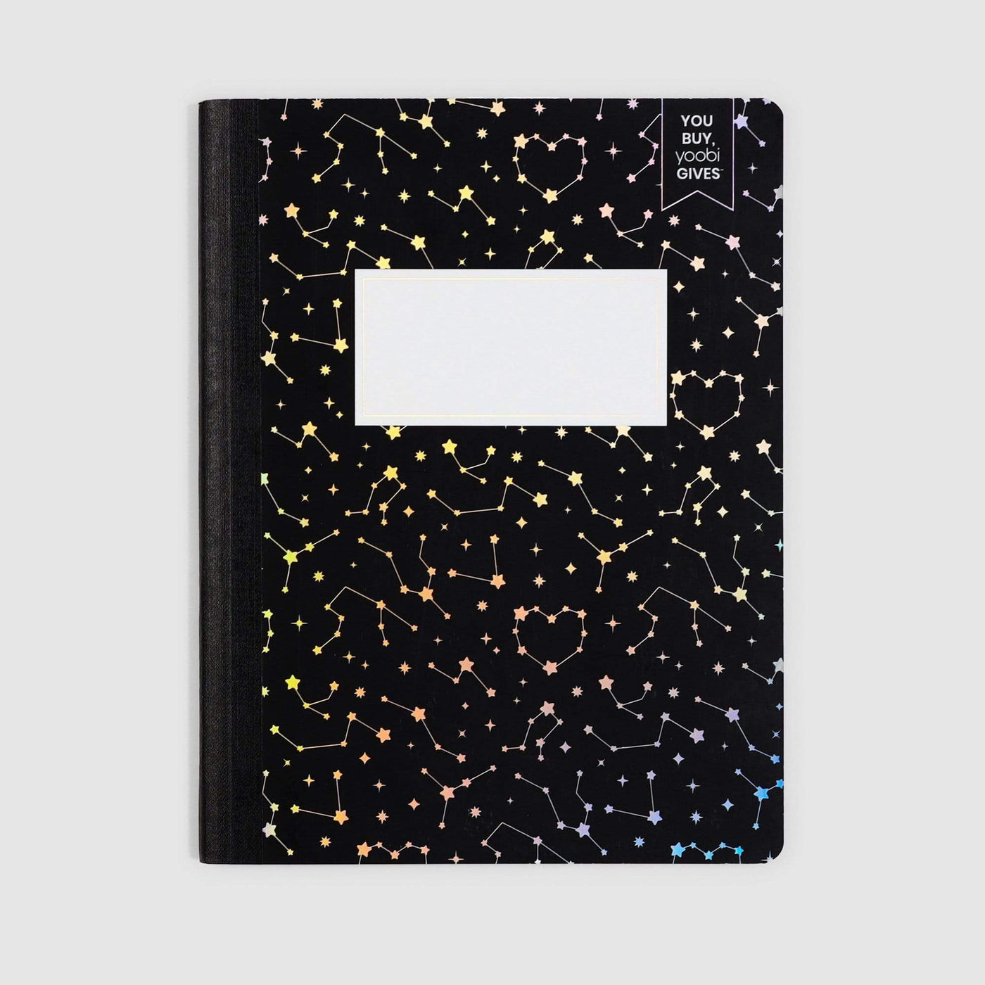 black holographic constellation print composition book