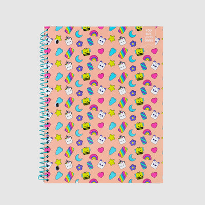 peach one subject spiral notebook with marshmallow print