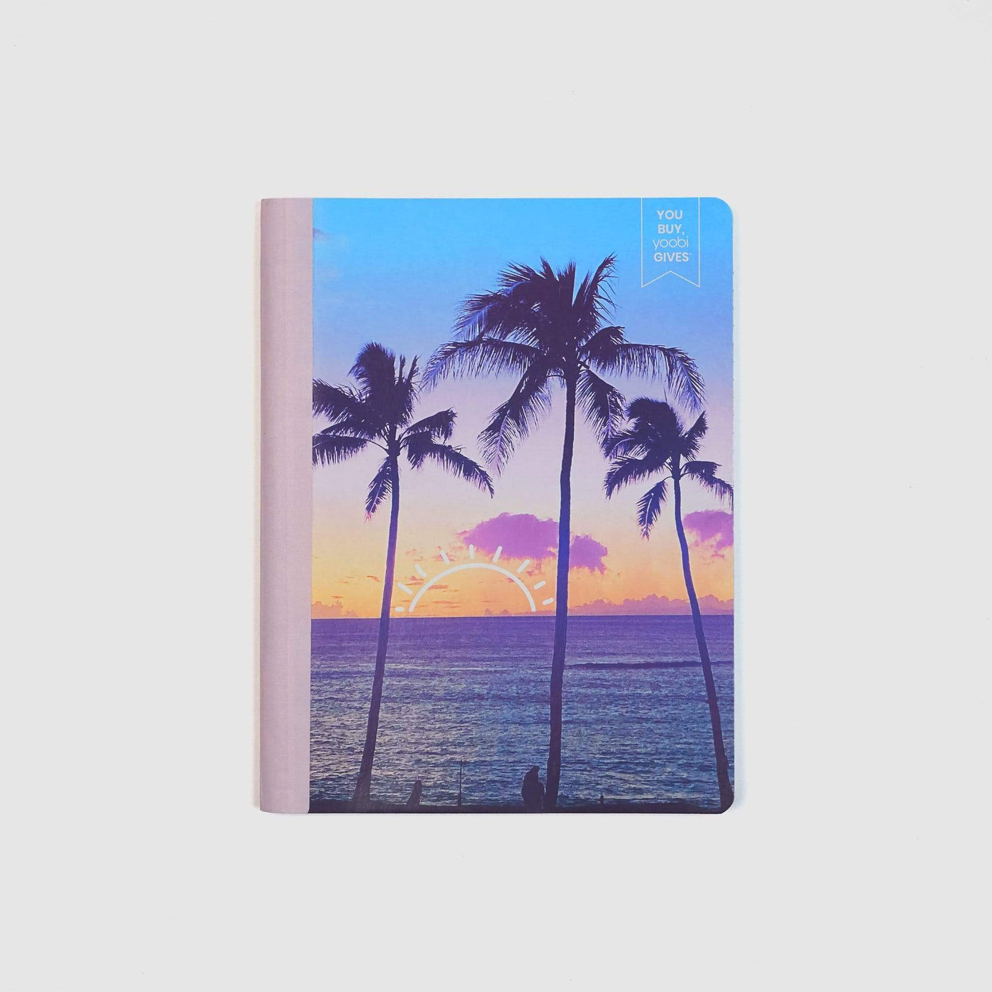 composition book with palm tree ocean sunset print