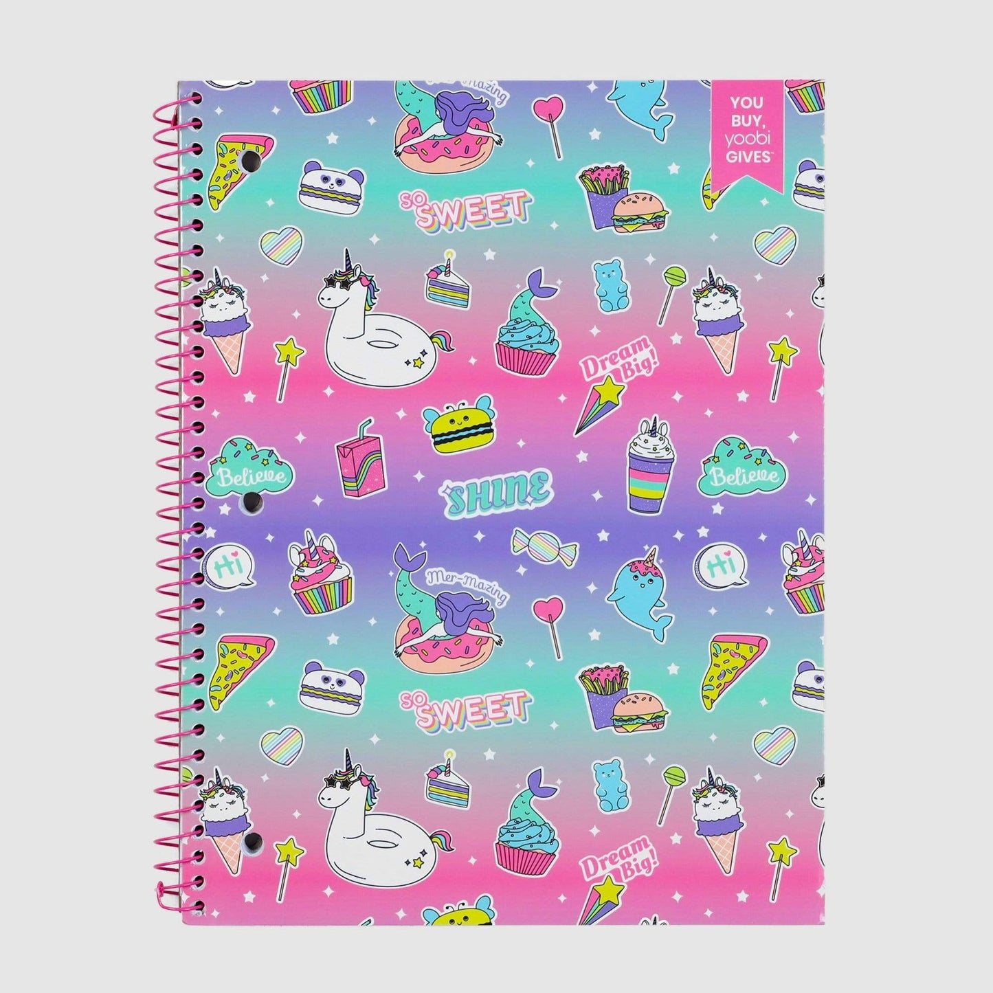 pastel ombre one subject spiral notebook with sweets design