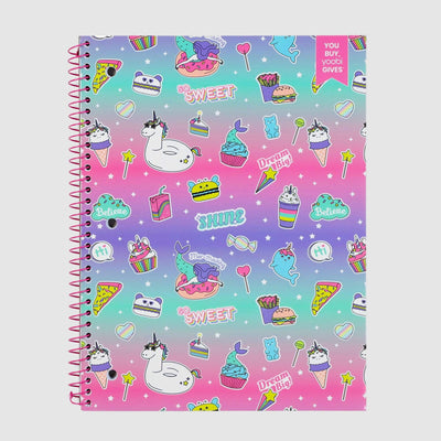 pastel ombre one subject spiral notebook with sweets design
