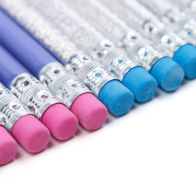 Close up of pink and blue eraser tips