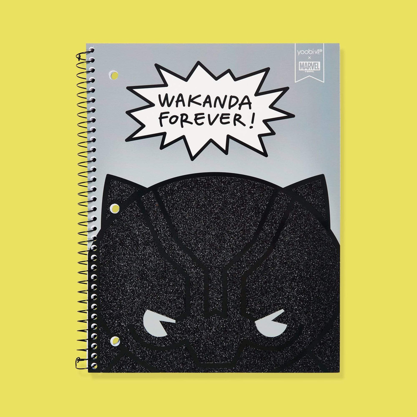 Black Panther one subject spiral notebook with 3-hole punch