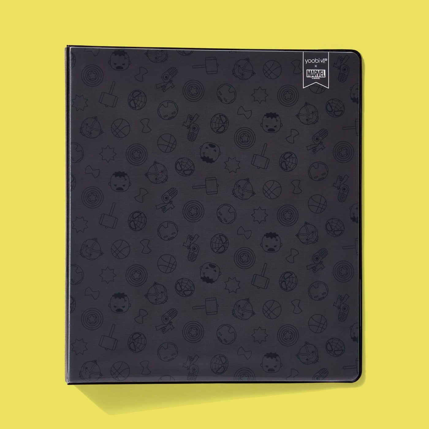 front of Avengers icon black 3-ring 1" binder