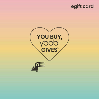 yoobi gift card with You buy Yoobi gives message in heart on ombre background