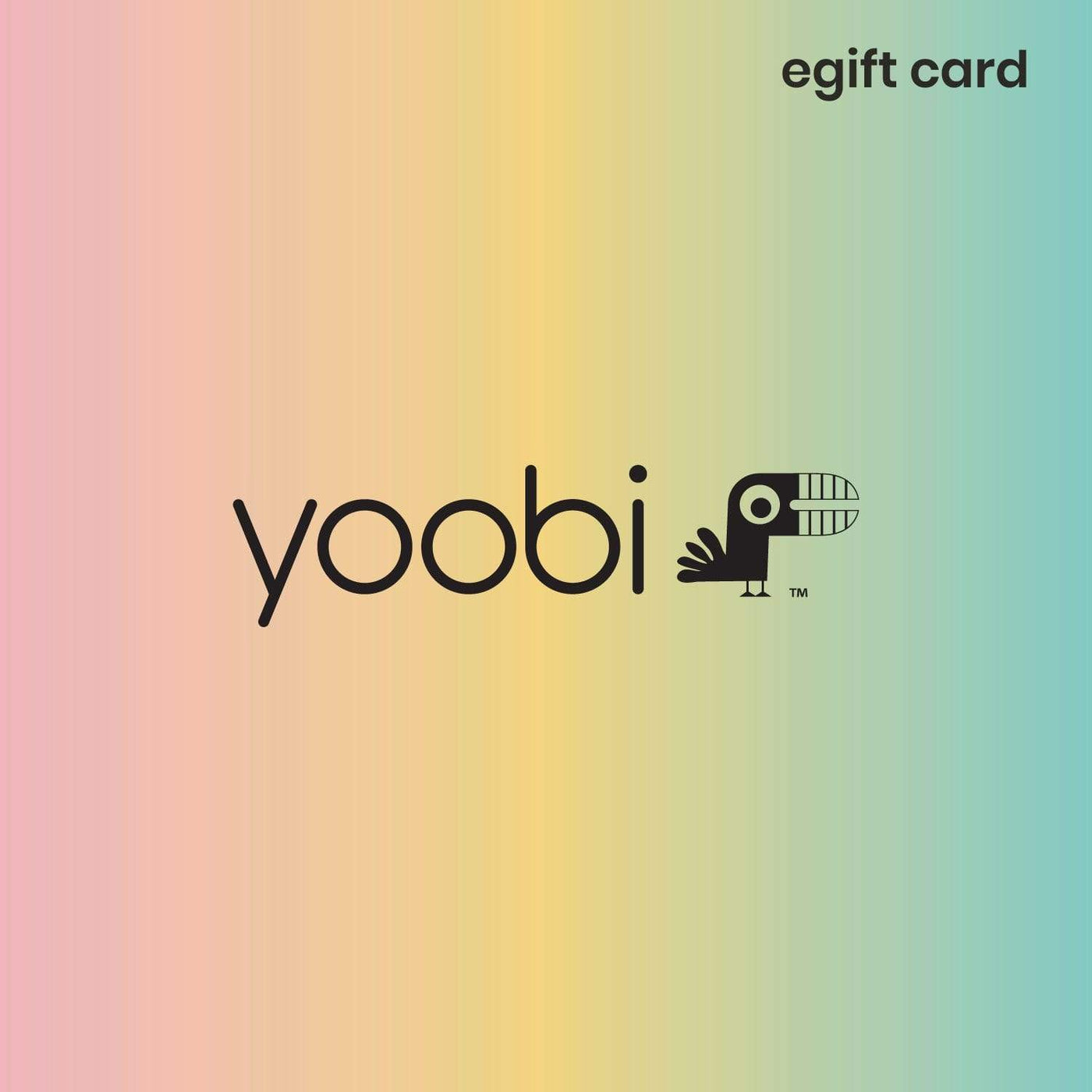 yoobi gift card with ombre background